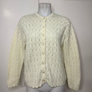 Vintage 50s/60s Cream Crochet Button up Cardigan